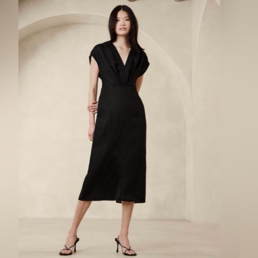Banana Republic Petite 0P Black V-Neck Sheath Dress NWT - Picture 1 of 8